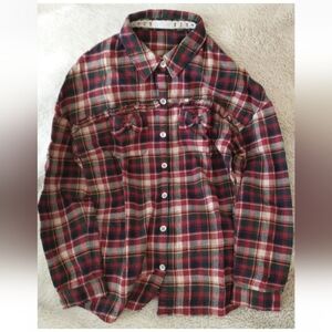 Liz Lisa, Button Up Plaid/Check Fleece Soft Shirt Size 0 Ruffles Bows